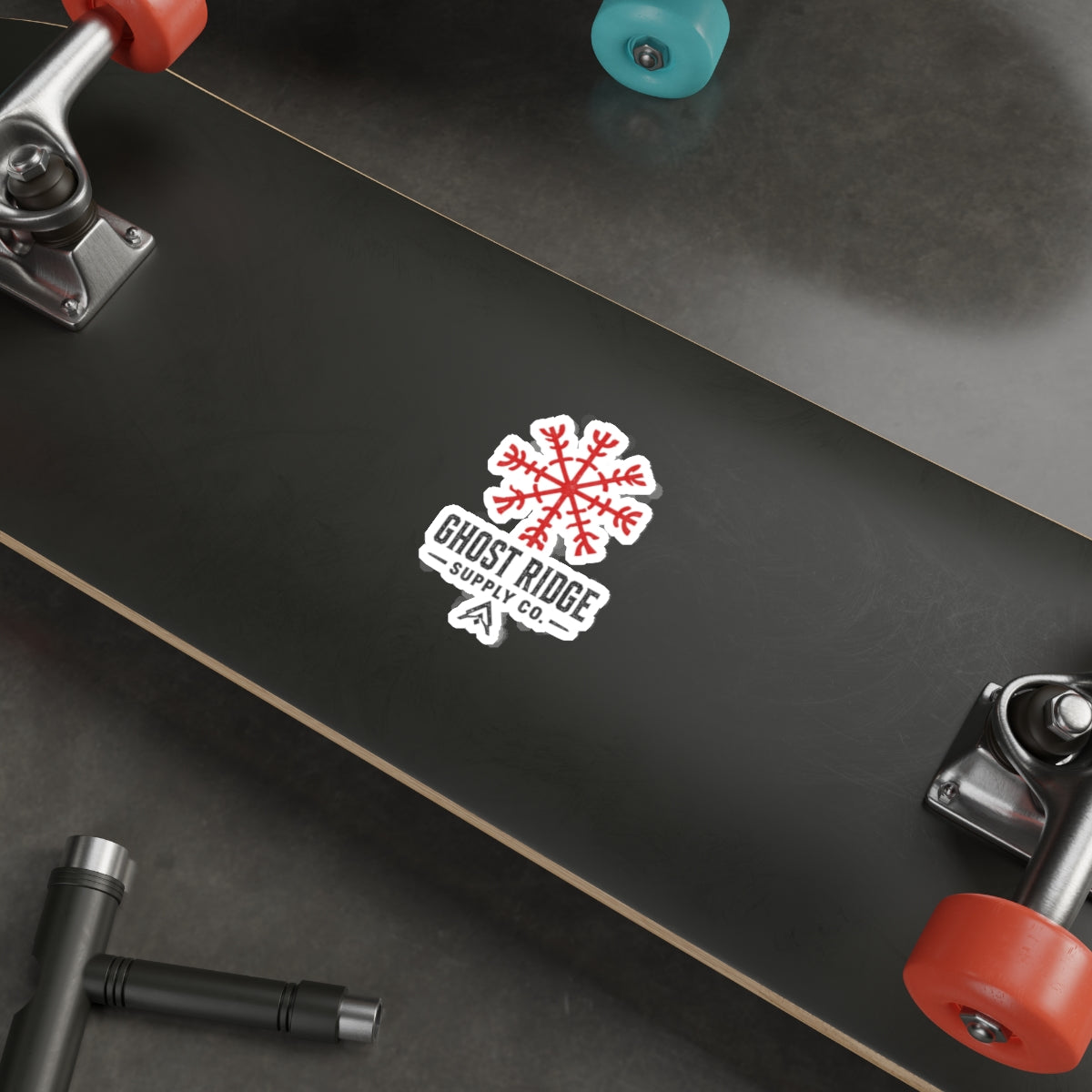 Ghost Ridge Supply Co. Die-Cut Sticker — Red Nordic Snowflake Logo Printify