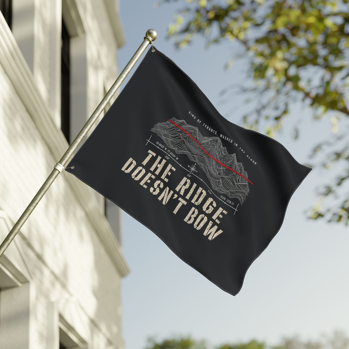 The Ridge Doesn’t Bow — Double-Sided Flag Printify