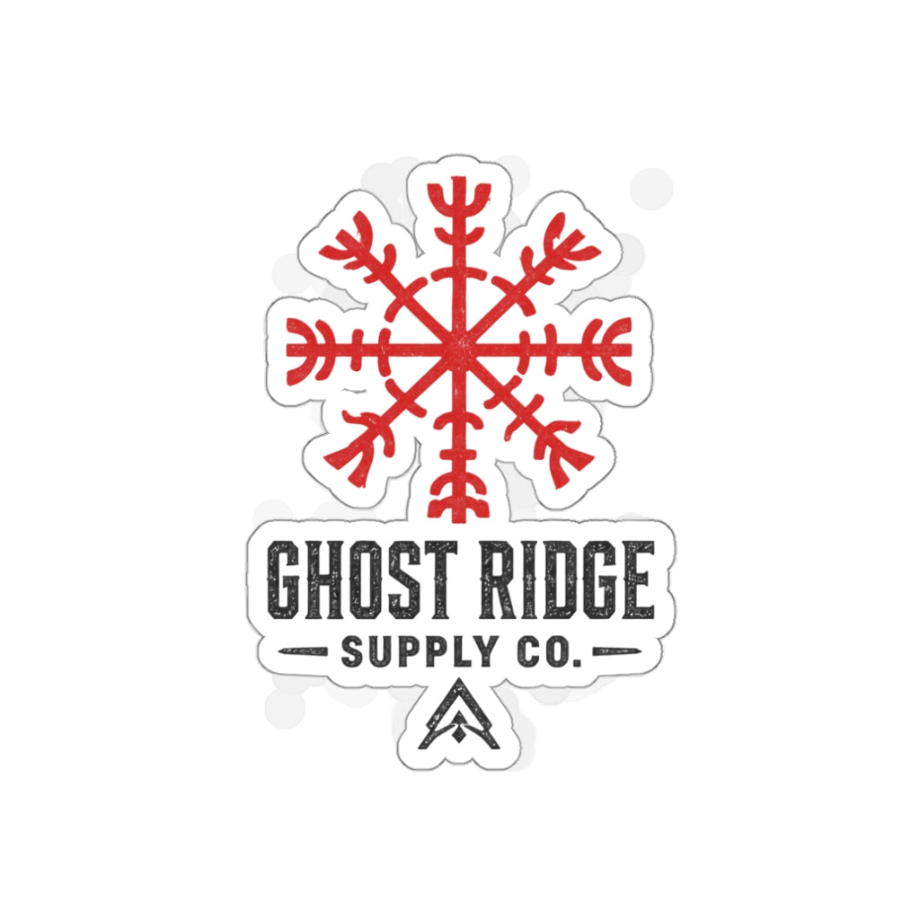 Ghost Ridge Supply Co. Die-Cut Sticker — Red Nordic Snowflake Logo Printify