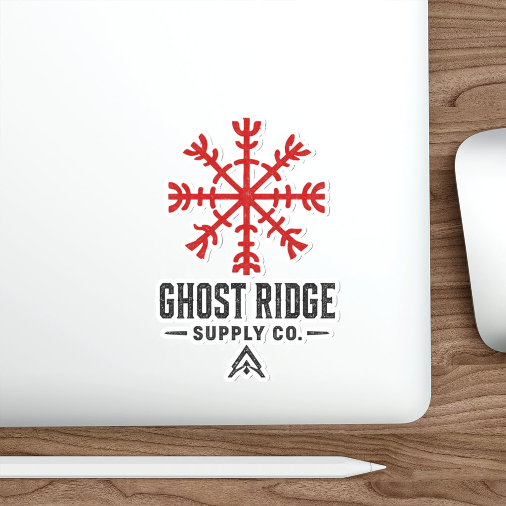 Ghost Ridge Supply Co. Die-Cut Sticker — Red Nordic Snowflake Logo Printify