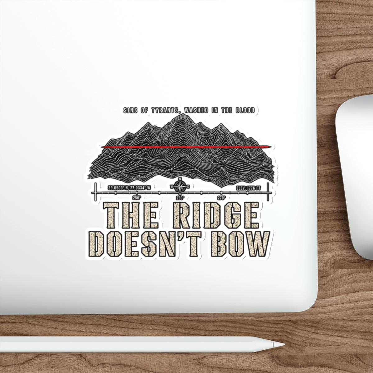 The Ridge Doesn't Bow Sticker — Outdoor Mountain Die-Cut Decal Printify