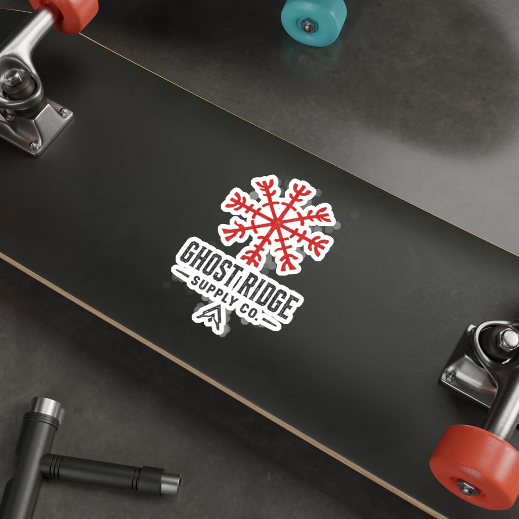 Ghost Ridge Supply Co. Die-Cut Sticker — Red Nordic Snowflake Logo Printify
