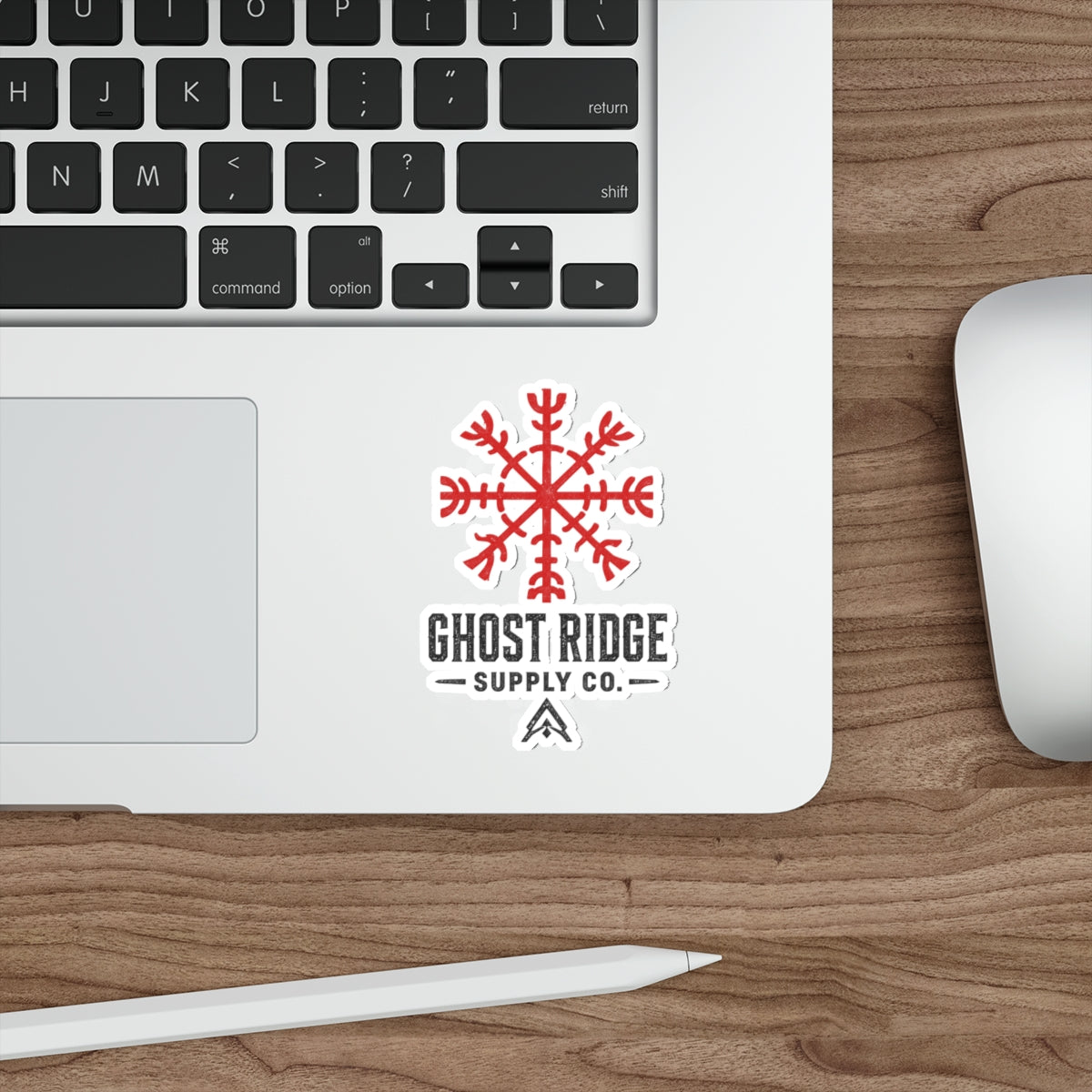 Ghost Ridge Supply Co. Die-Cut Sticker — Red Nordic Snowflake Logo Printify