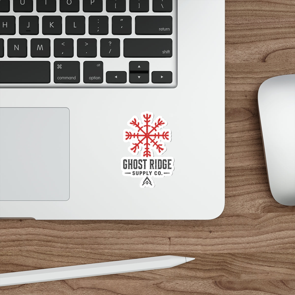 Ghost Ridge Supply Co. Die-Cut Sticker — Red Nordic Snowflake Logo Printify