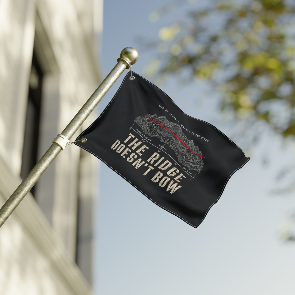The Ridge Doesn’t Bow — Double-Sided Flag Printify