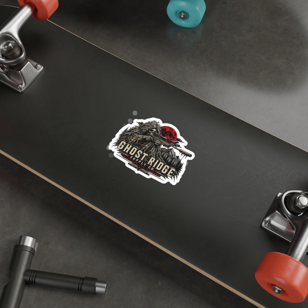 Ghost Ridge Die-Cut Sticker — Sniper Skull Red Moon Outdoor Decal Printify