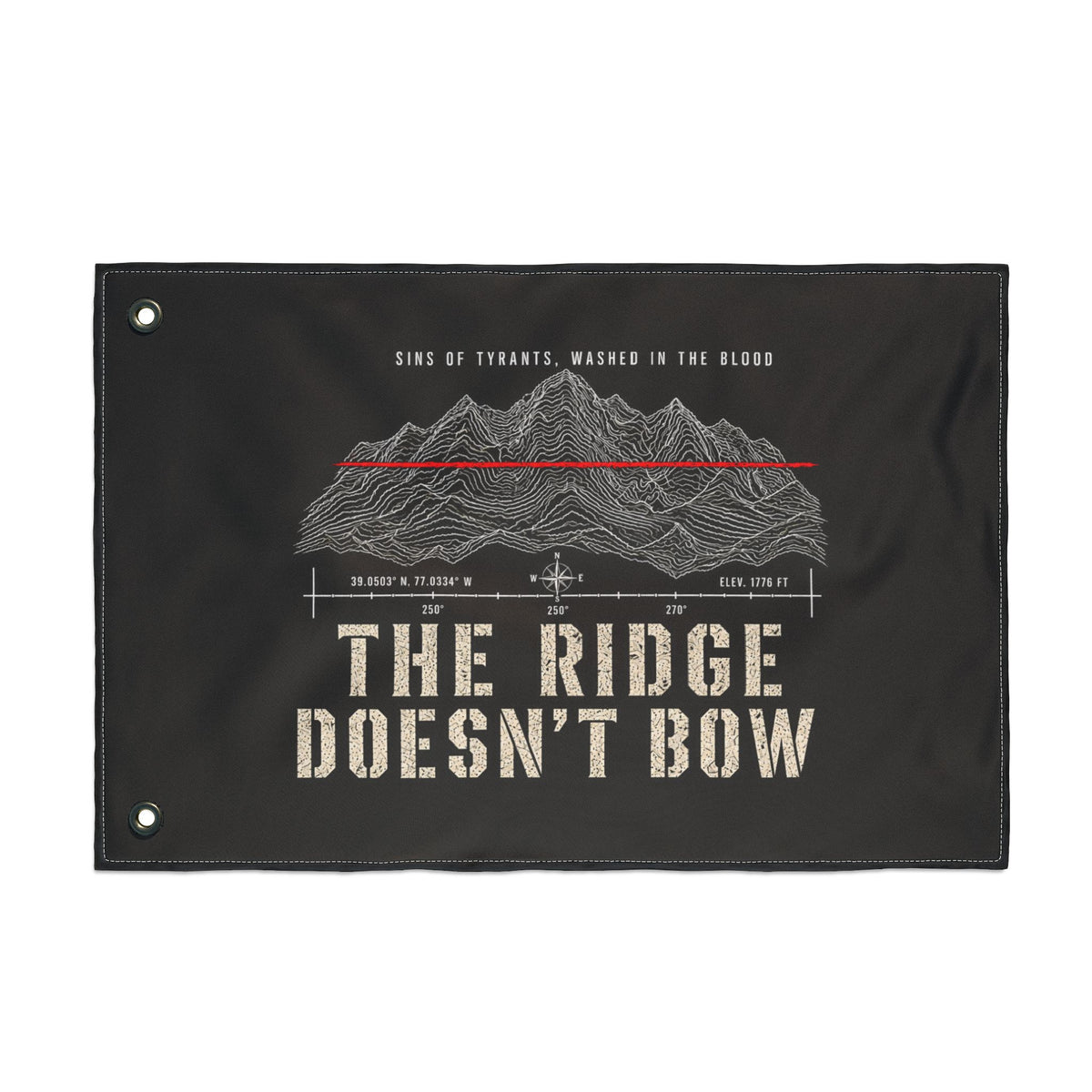 Double-Sided Flag — “The Ridge Doesn't Bow” Printify