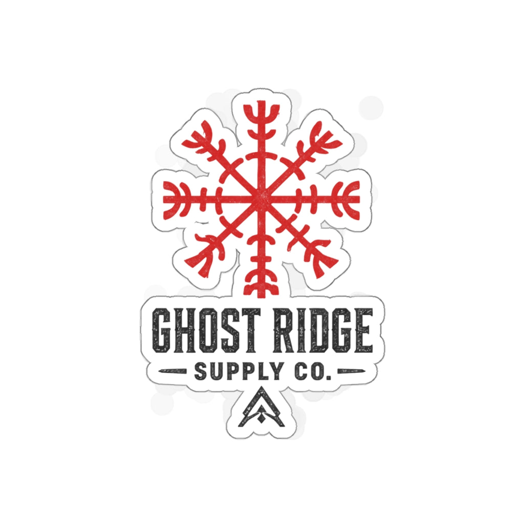 Ghost Ridge Supply Co. Die-Cut Sticker — Red Nordic Snowflake Logo Printify