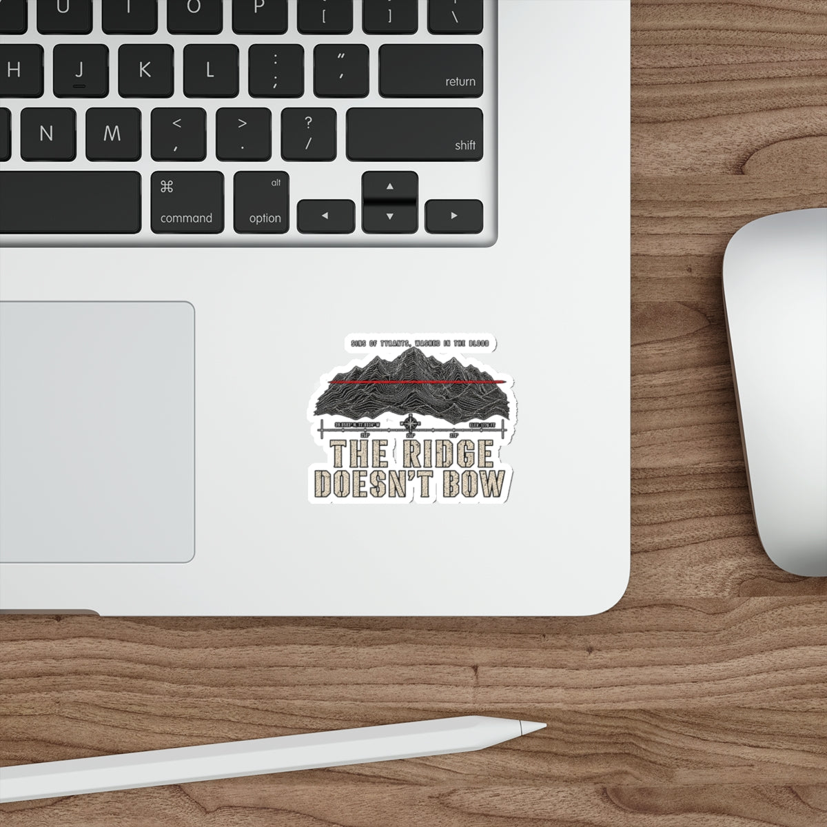 The Ridge Doesn't Bow Sticker — Outdoor Mountain Die-Cut Decal Printify